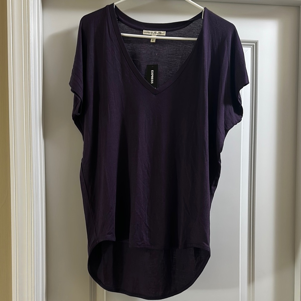 Women's Express Dark Purple V-Neck Top - Size S